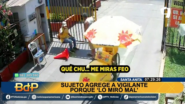 ¡Que ch*** me miras feo! Sujeto agrede y golpea a vigilante en Santa Anita