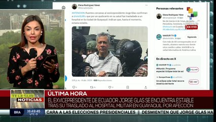 El Exvicepresidente de Ecuador Jorge Glas fue trasladado al hospital militar de Guayaquil