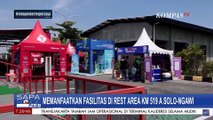 Pemudik Memanfaatkan Fasilitas Booth Brimo di Rest Area Solo-Ngawi KM 519 A