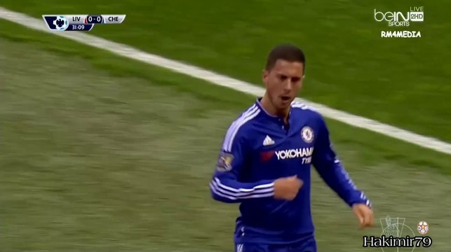 هدف تشيلسي الاول في مرمى ليفربول الدوري الانجليزي الممتاز 2015/16 / Chelsea goal against Liverpool Eden Hazard premier League 2015/16