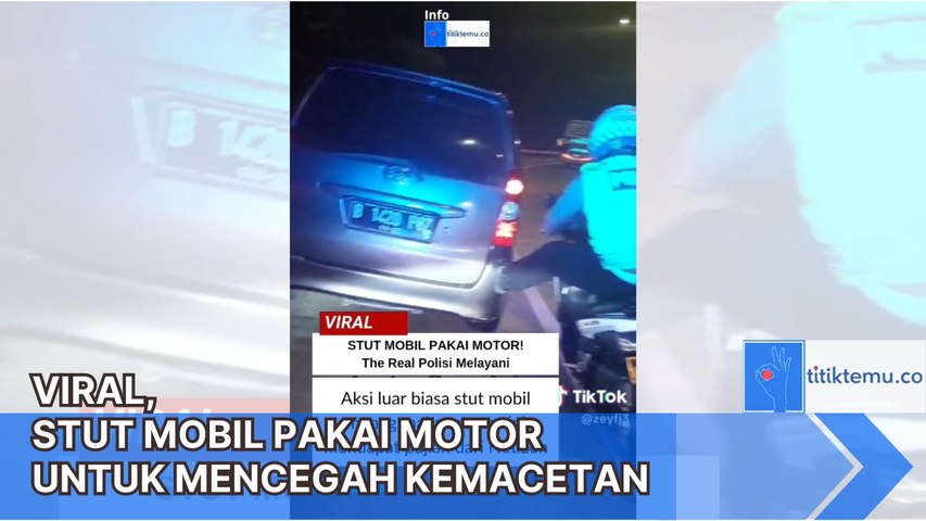 Viral, Aksi Polisi Stut Mobil Pakai Motor untuk Mencegah Kemacetan