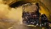Yolcu otobüsü yandı, İstanbul-İzmir otoyolu trafiğe kapandı