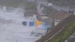 Beach huts blown into sea during Storm Pierrick