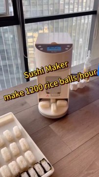 make 1200 rice balls/hour #sushimachine #sushi #factory #Rice spreading machine # kitchenequipment