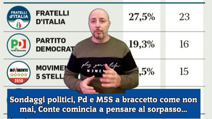 Sondaggi politici, Pd e M5S a braccetto come non mai, Conte comincia a pensare al sorpasso...