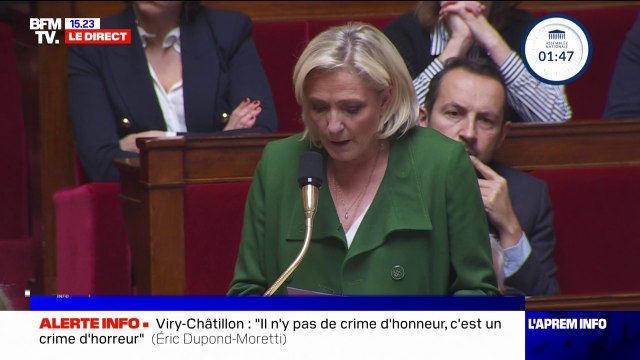 Ce ne sont plus des faits divers mais des faits de sociétés : Marine Le Pen s'exprime après la mort de Shemseddine, passé à tabac à Viry-Châtillon