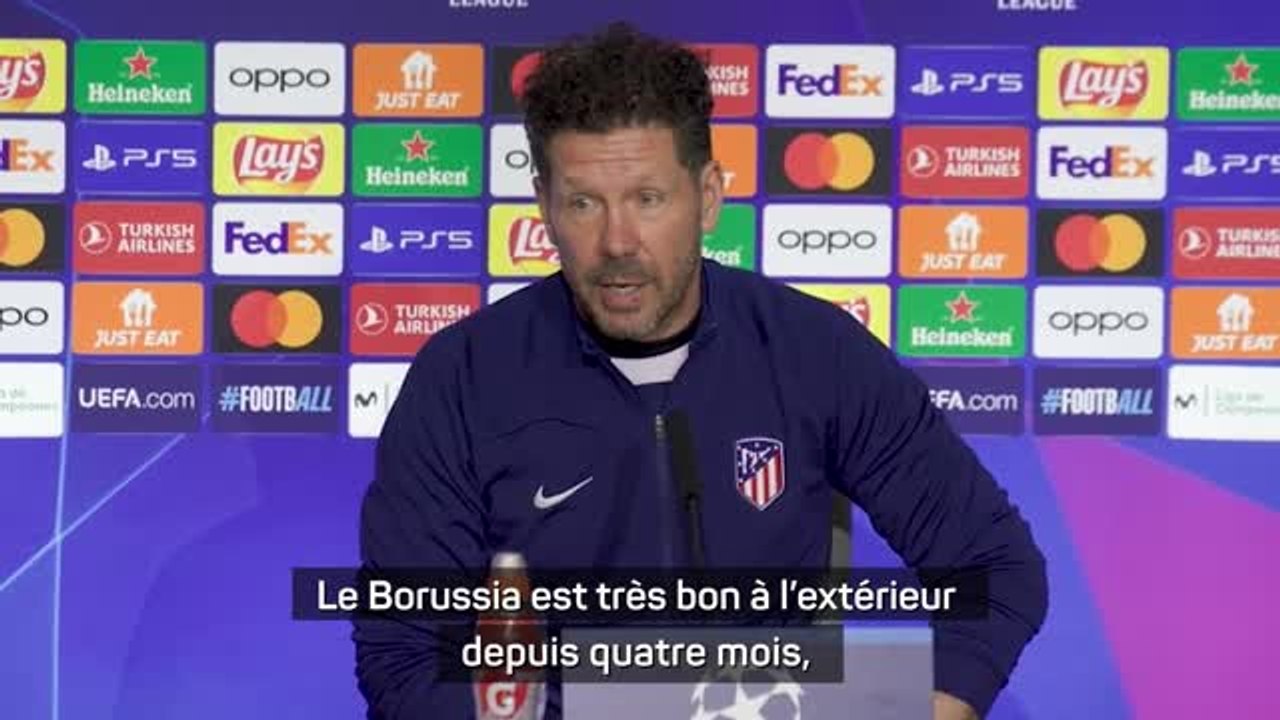 Atlético - Simeone : "Le Borussia est l'équipe avec le plus d'intensité dans la compétition"
