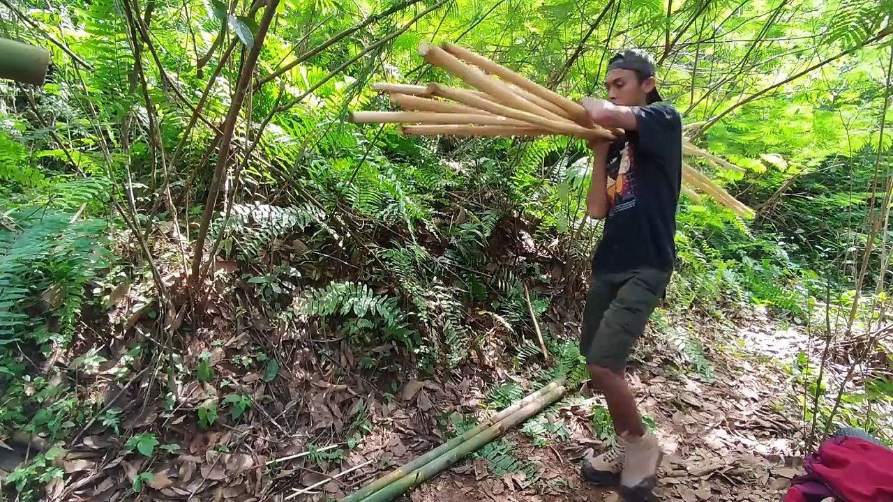 Building a campsite with a warm and cozy tin can fireplace || Solo camping - bushcraft