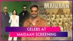 Maidaan Screening Ajay Devgn, Janhvi Kapoor, Mannara Chopra & More Celebs Attend The Event In Style
