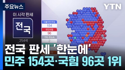전국 판세 '한눈에'...현재 1위 민주 154곳·국민의힘 96곳 / YTN