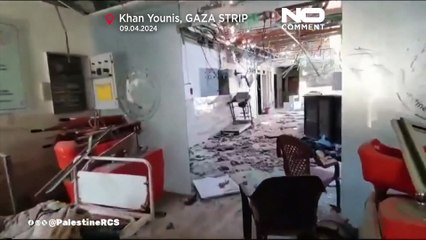 الهلال الأحمر الفلسطيني ينشر صورًا لحجم الدمار الهائل الذي لحق بمستشفى الأمل في خان يونس