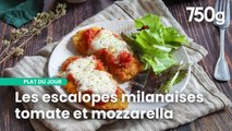 Escalope à la milanaise sauce aux tomate cerise et gratin de pâtes