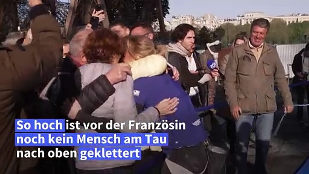 Französin klettert 110 Meter hoch in den Eiffelturm