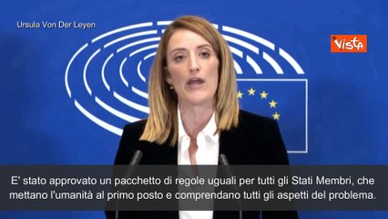 Patto per la Migrazione e l'Asilo, Metsola: "Nessuno Stato membro sar? lasciato solo"