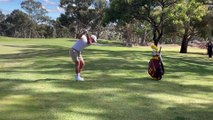 Lucas Herbert holes out for eagle on the first hole at Neangar Park Pro-Am