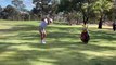 Lucas Herbert holes out for eagle on the first hole at Neangar Park Pro-Am