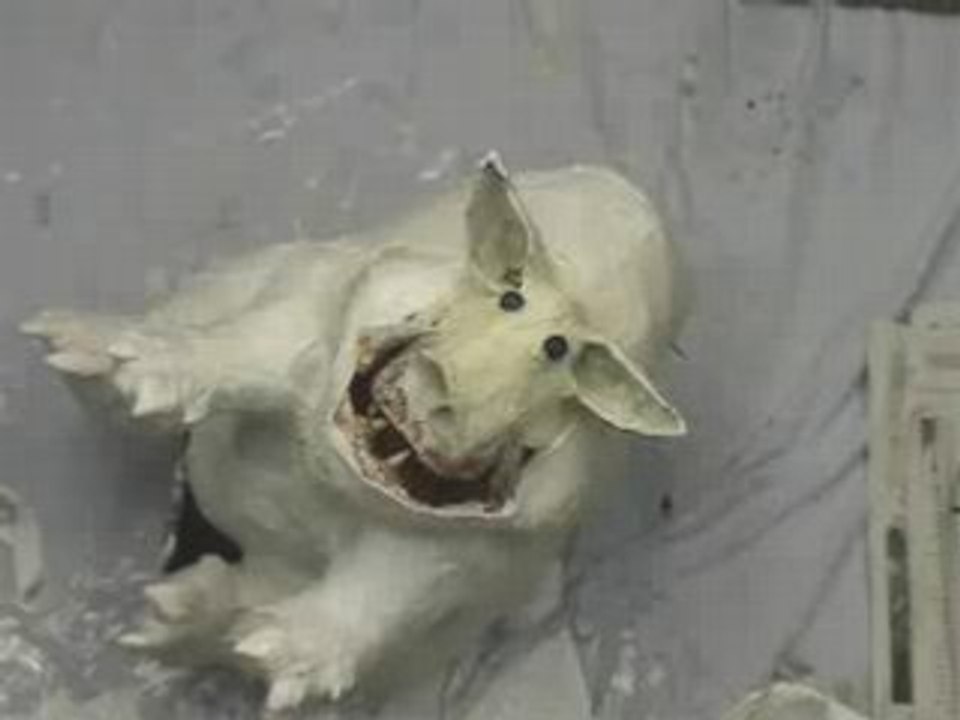 Monster-man makes a Paper Mache Pig.