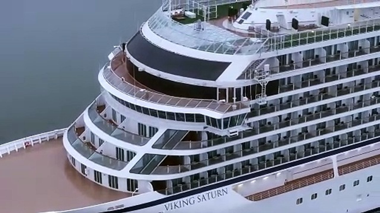 Luxurious cruise ship Viking Saturn sailing into Portsmouth for the first time