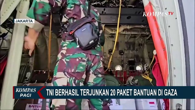 Gunakan Pesawat Hercules, TNI Berhasil Terjunkan 20 Paket Bantuan di Gaza!