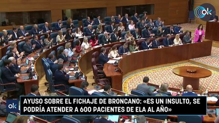 Ayuso sobre el fichaje de Broncano: "Es un insulto, se podría atender a 600 pacientes de ELA al año"