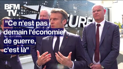 Armement: Emmanuel Macron s'exprime après avoir posé la première pierre d'une usine de poudre
