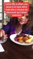 Elle donne une pizza a un sdf