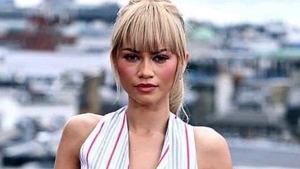 "Zendaya Wows in Plunging Striped Outfit at 'Challengers' London Photocall"