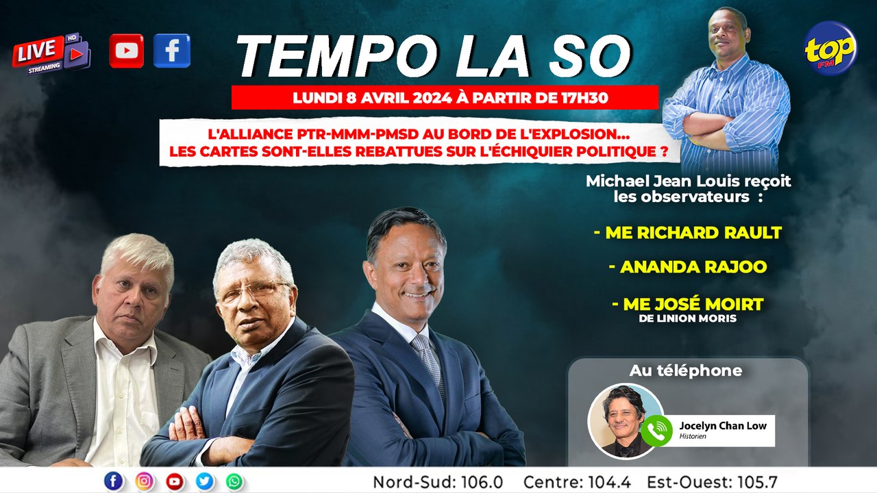 Tempo la So Michael Jean Louis reçoit Richard Rault et Ananda Rajoo Me ...