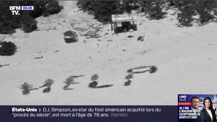 Trois naufragés secourus sur une île au beau milieu du Pacifique grâce à leur immense "HELP" en feuilles de palmier