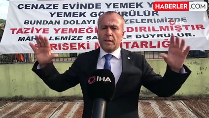 Yeni seçilen muhtardan cenaze yemekleri için afişli uyarı