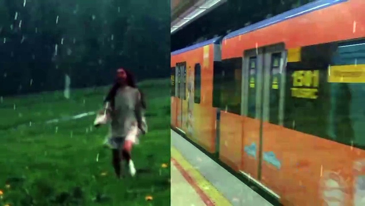 when you are in a train and it is rainy day and it's sound