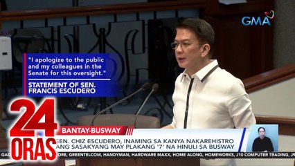 Sen. Chiz Escudero, inaming kanya nakarehistro ang sasakyang may plakang '7' na hinuli sa Busway | 24 Oras