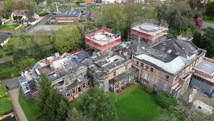 Aerial footage showing the historic building at Tettenhall College having the entire roof renovated.
