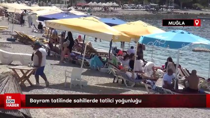 Bayram tatilinde sahillerde tatilci yoğunluğu
