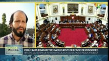 Congreso de Perú aprobó retiro facultativo del fondo de pensiones