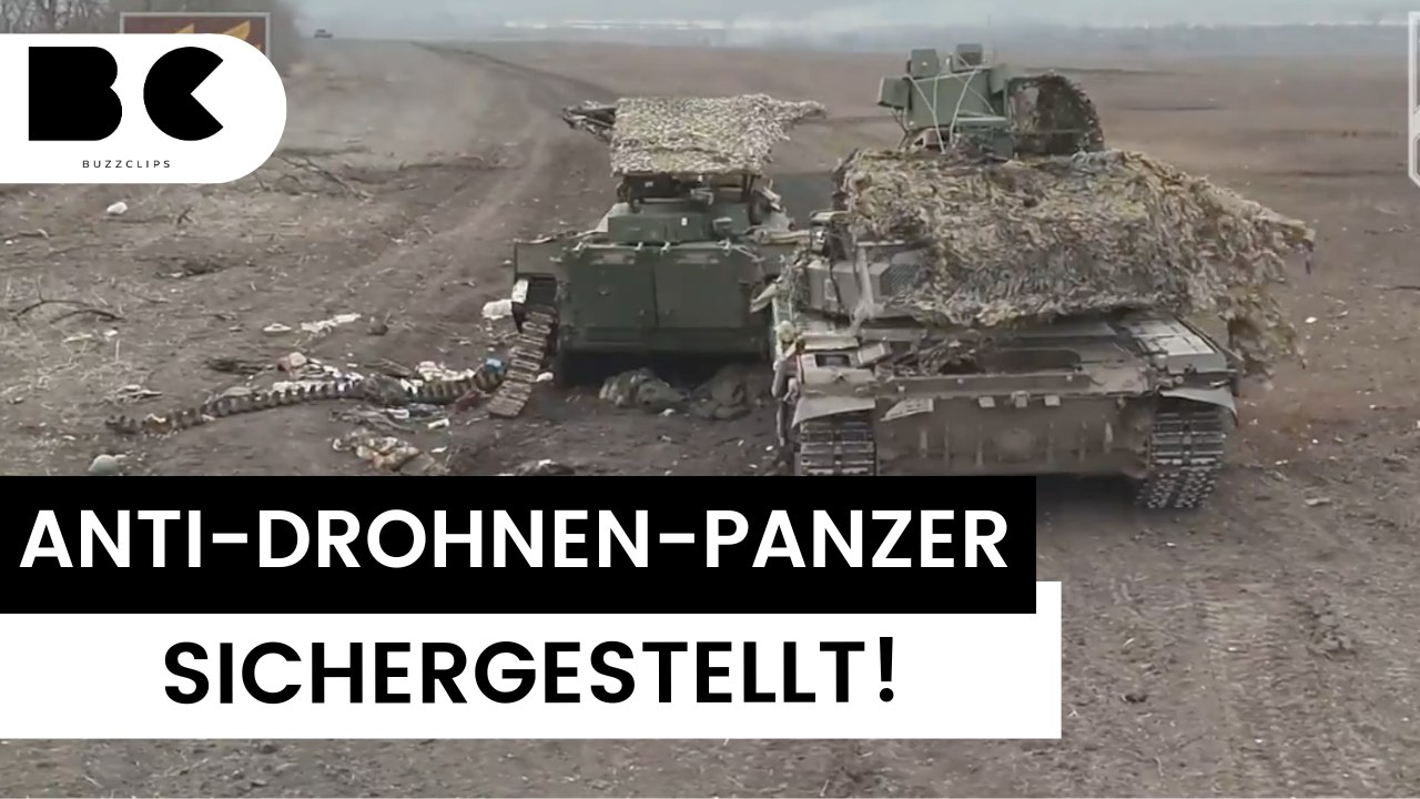 Ukrainer stellen modifizierten Russen-Panzer sicher