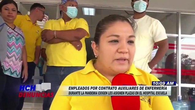 ¡Plantón! Personal de primera línea covid exige al Hospital Escuela, sus plazas laborales