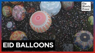 Hot air balloons fill Indonesian sky as part of Eid festival