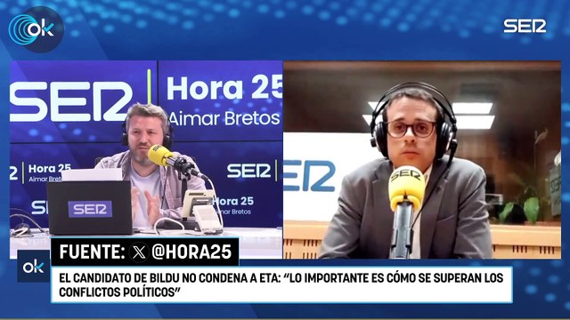 El candidato de Bildu no condena a ETA: “Lo importante es cómo se superan los conflictos políticos”