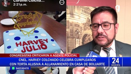 Download Video: Harvey Colchado celebra su cumpleaños con torta alusiva al allanamiento en casa de Dina Boluarte