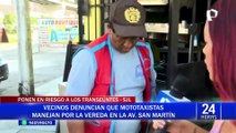 Caos en SJL: mototaxistas invaden veredas poniendo en peligro a los transeúntes