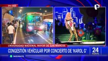 Karol G: gran congestión vehicular por concierto en estadio San Marcos