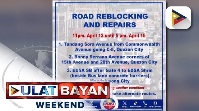 Subway project at DPWH road repair & reblocking, bahagyang magpapabigat sa trapiko sa ilang kalsada sa NCR