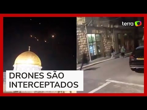 Vídeo mostra momento em que sirenes são acionadas e Israel intercepta drones iranianos