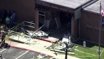 Truck crashes into Texas public building, killing one