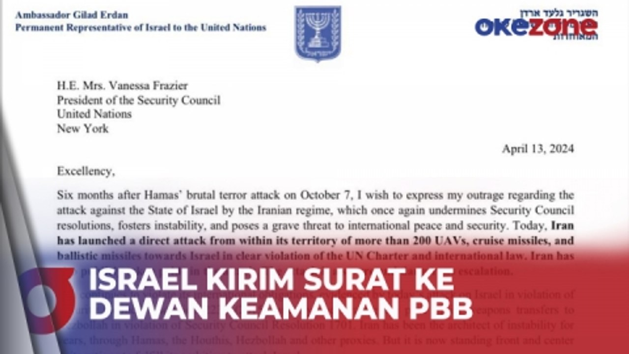 Protes Serangan Iran, Israel Kirimkan Surat ke Dewan Keamanan PBB