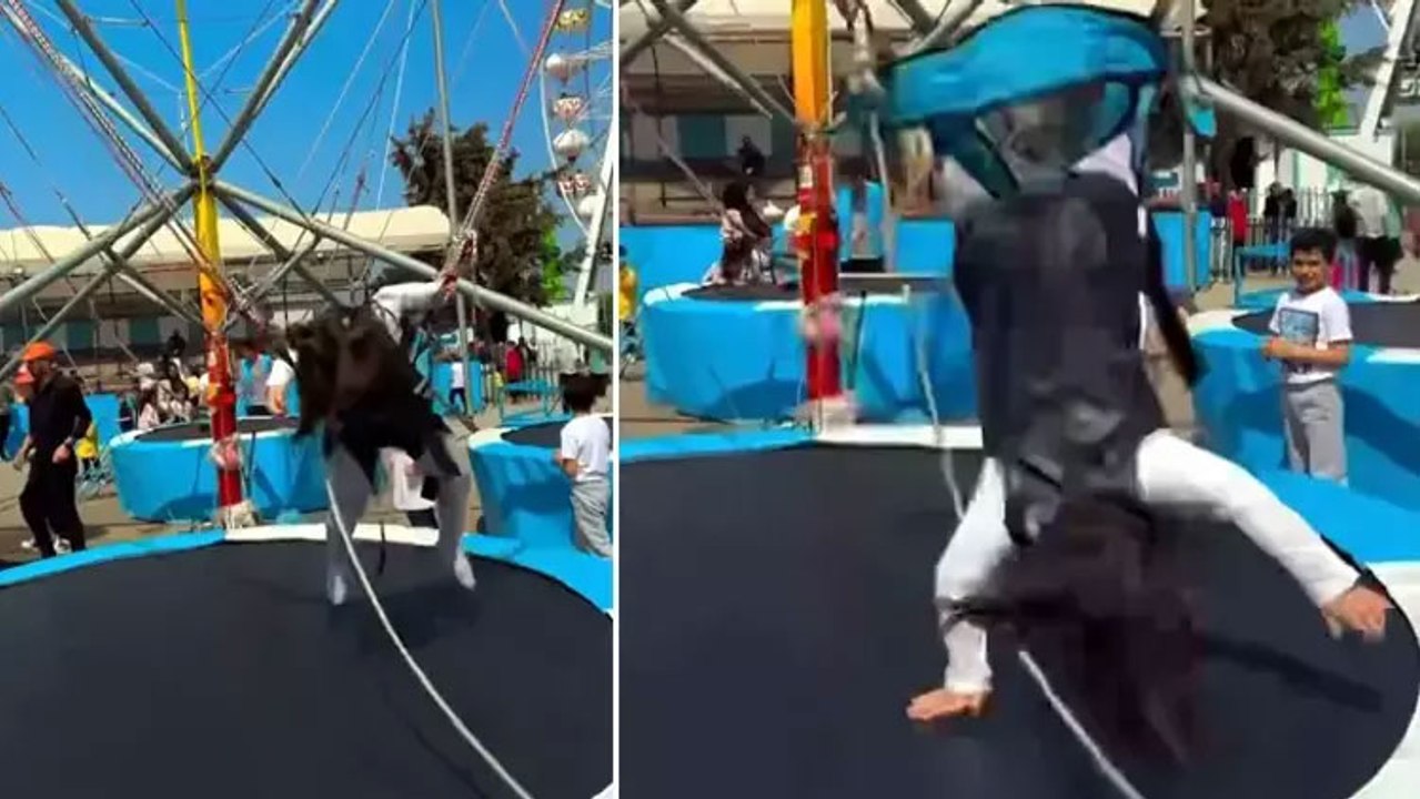 Trambolin salıncaktaki çocuğun kemeri açıldı, d...