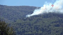 Uludağ eteklerinde çıkan yangına havadan ve karadan müdahale sürüyor