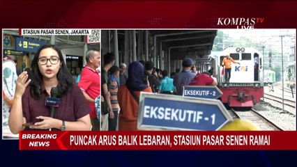 Video herunterladen: Pantauan Kepadatan Penumpang yang Tiba di Stasiun Pasar Senen saat Puncak Arus Balik