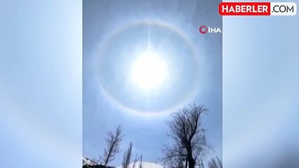 Yüksekova'da güneşin etrafında oluşan hale büyük ilgi gördü